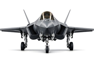 Fototapeta premium Front View Stealth Fighter Jet on White Background – Photorealistic Studio Shot
