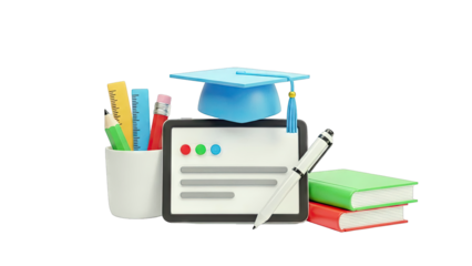 Education and Learning Concept with Graduation Cap, Books, and School Supplies