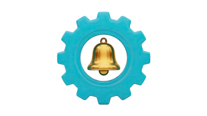 Gear with Golden Bell Notification Icon
