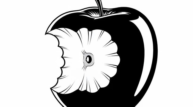 Black Apple with Bite Taken Out.