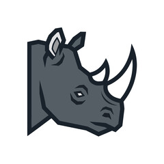 Stylized Rhinoceros Head Profile Illustration on White Background.