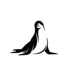 Elegant Black and White Seal Illustration on a Clean Background.