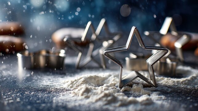 Star cookie cutters flour
