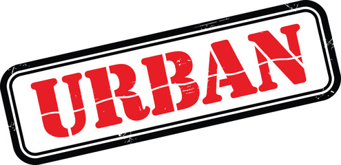 A bold rectangular stamp displays the word urban in large striking red lettering with a black outline