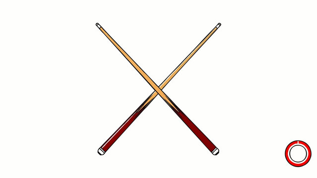 Crossed Pool Cues on White Background Representing Classic Billiards and Snooker Equipment for Recreational Sports Imagery