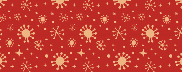 Horizontal vector wrapping paper design with a seamless Christmas pattern. Festive, bright, and cozy. Perfect for gift wrap, retail packaging, holiday branding, prints, and seasonal decorations.