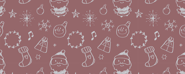 Horizontal vector wrapping paper design with a seamless Christmas pattern. Festive, bright, and cozy. Perfect for gift wrap, retail packaging, holiday branding, prints, and seasonal decorations.
