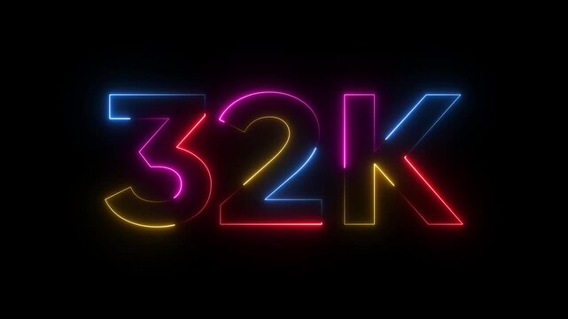 Neon 32 K Glowing Numbers Colorful Neon Signs 32 Thousand Celebration Backgrounds