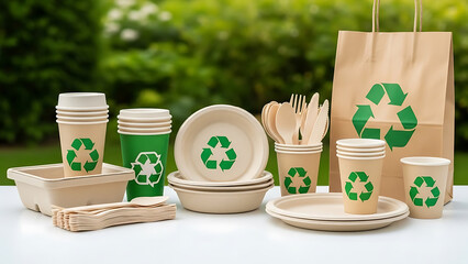 Eco-friendly party supplies arrangement