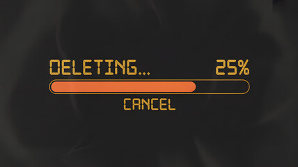 Deleting progress bar on computer screen with 25 percent complete