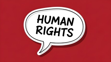 Human rights speech bubble icon on red background symbolizing freedom and justice