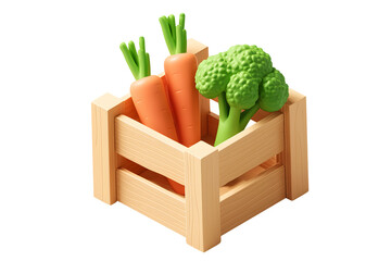 3D render of fresh carrots and broccoli for organic grocery branding.