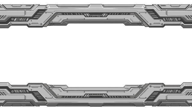 Futuristic Metal Frame Border Design Element.