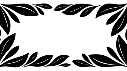 Black Leafy Border Frame Illustration.