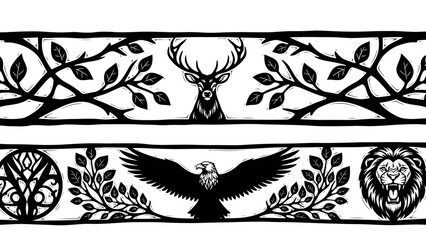 Black and White Animal Silhouette Designs.