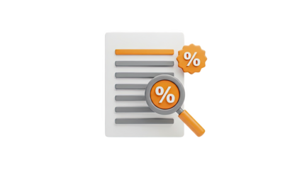 Financial Analysis with Magnifying Glass and Percentage Symbol