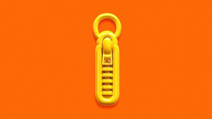 Bright yellow zipper on a vibrant orange background, showcasing design simplicity and color contrast