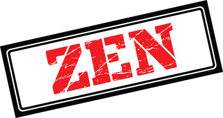 A bold red zen text contained within a black rectangular frame with a white background is displayed