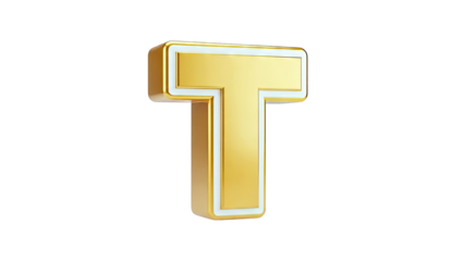 Golden Letter T with White Border