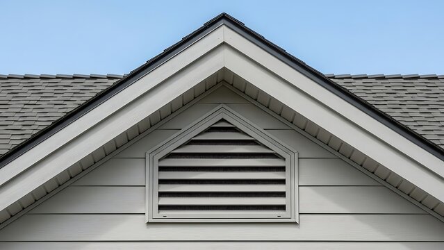 A close-up view of a house's roof with a vent and gray shingles