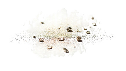 Explosion of white powder isolated on transparent background