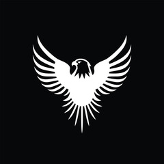 Obraz premium Majestic White Eagle Crest Logo on Black – Power and Freedom Symbol