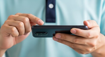 Digital Connection: A focused view captures a person's hands expertly navigating the functions of a smartphone, showcasing technology's seamless integration into daily activities.