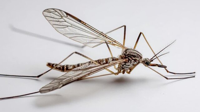 Striped mosquito with veined wings resting
