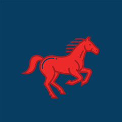 Red Horse Silhouette Running Freely.