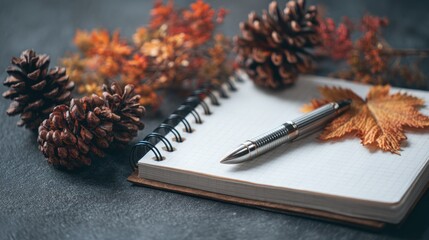 Autumnal notebook still life