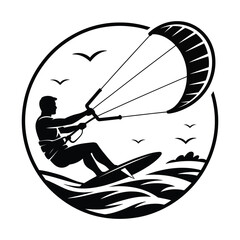 Modern Kitesurfing Vector Illustration.