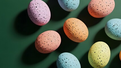 Vibrant easter eggs on green background celebrating easter sunday with colorful decorations