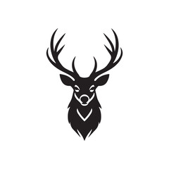 Fototapeta premium Black Deer Head Logo Vector Strong Wildlife Symbol