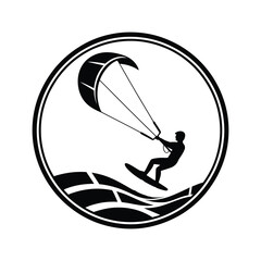 Modern Kitesurfing Vector Illustration.