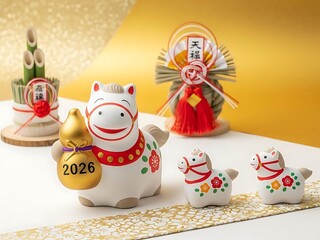 Decorative figurines for chinese new year celebration on table