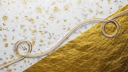 Gold necklace on a white and gold background