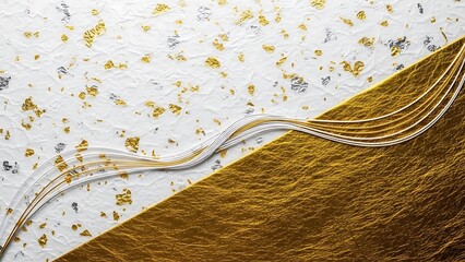 Wavy lines on white and brown textured background