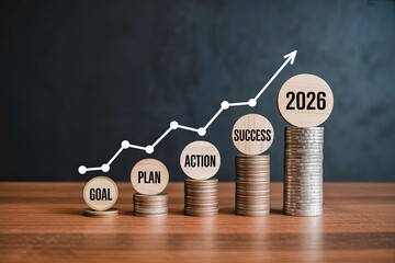 Business success steps from goal to action and 2026