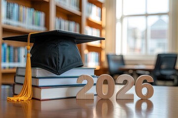 Education milestone concept with books and 2026