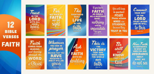 Set of Christian Bible verses focused on Faith for church social media and digital content