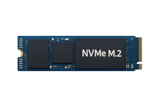 Nvme m.2 ssd computer storage memory on transparent background