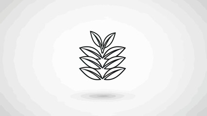 Simple graphic depicting a stalk of leaves, outlined in black, with a soft grey background © gudangPIXEL