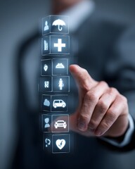 Obraz premium Vertical digital insurance communication concept