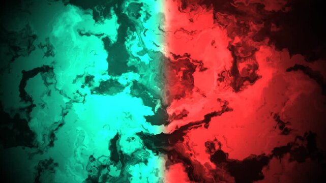 Abstract swirling green and red patterns evoke a sense of motion and energy