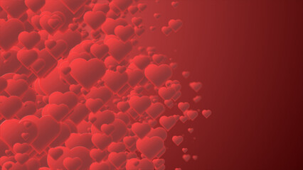 Array of Red Hearts Floating in Gradient Space