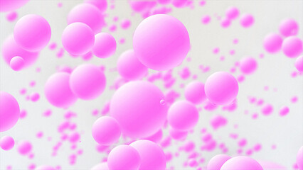 Pink Soft Spheres Floating in White Space