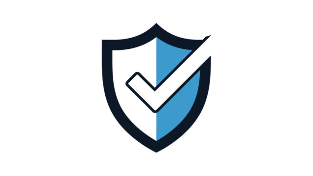 A shield with a checkmark on a white background. It's a graphic security icon
