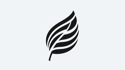 A monochrome leaf graphic on white. It has layered lines and a stem. Clean and simple design