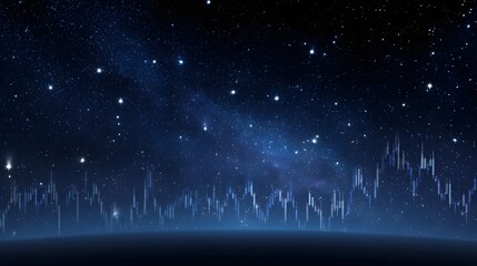 Abstract financial graph projection against a starry night sky