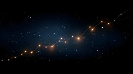 Glowing abstract constellation forms an upward economic trend graph against a starry night sky